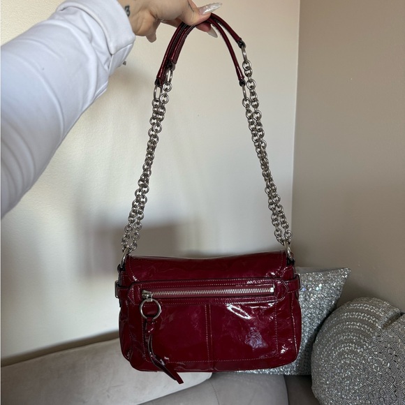 Coach Red Chain Shoulder Bag - Picture 3 of 12